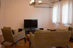 伊斯坦布尔博斯普鲁斯康纳克别墅的客厅配有椅子和平面电视