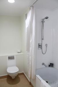 惠灵顿威利斯惠灵顿酒店的白色的浴室设有卫生间和浴缸。