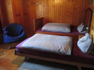 塞沃伦布尔住宿加早餐旅馆的木墙客房 - 带两张床和一把椅子