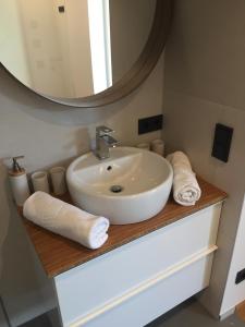萨尔巴赫Appartement Sunside的一间带水槽和镜子的浴室