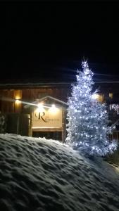 尚波吕克格雷赛尔住宅酒店的建筑前的白色圣诞树