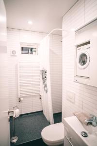 凯夫拉维克卡萨布兰卡公寓的白色的浴室设有卫生间和水槽。