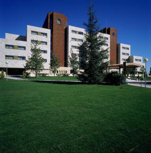 萨拉曼卡萨拉曼卡旅馆的前面有绿色草坪的大建筑