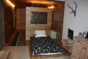 博尔扎诺Living Kampill的一间带床和电视的小卧室