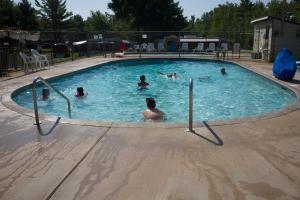 斯特金贝宁静圆木公园7号度假屋的一群人在游泳池游泳