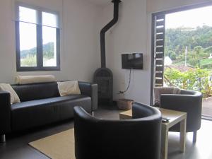 富尔纳斯Casa Das Furnas的客厅配有沙发、椅子和电视