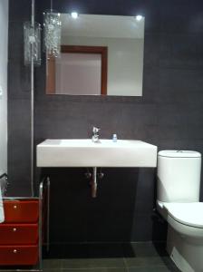 特鲁埃尔Duplex Torico Amantes的一间带水槽、卫生间和镜子的浴室