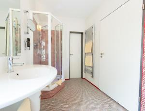 柏林韦德伽尼酒店的一间带水槽和淋浴的浴室