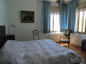 萨奇莱CASA ROMAN ITALIA, Center Sacile的一间卧室配有一张床、一把椅子和窗户。