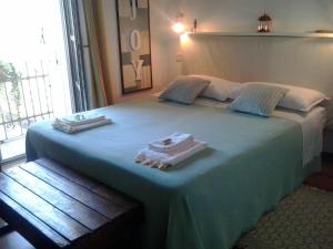切尔托萨迪帕维亚Dragonfly B&B的一间卧室配有一张大床和毛巾