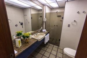 萨尔瓦多嘉年华巴西亚酒店的一间带水槽、卫生间和镜子的浴室