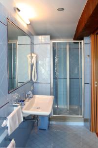 菲伦佐拉格利欧萨里酒店的一间带水槽和淋浴的浴室