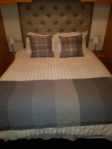 邓甘嫩科汉诺旅馆的一张带两个枕头和毯子的大床