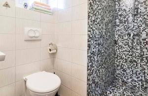 利兹扬Apartmani Lusi的白色的浴室设有卫生间和淋浴。