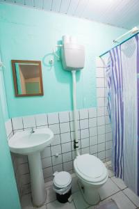 贝伦Hostel Amazonia的一间带卫生间和水槽的浴室
