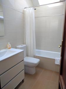 拉马莱斯德拉维克托里亚Hidden Gem in Ramales de la Victoria的浴室配有卫生间、盥洗盆和浴缸。