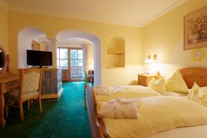 霍赫克尼希山麓丁滕米特尔维尔特康体酒店的酒店客房设有两张床和电视。