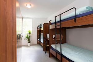博斯克古林吉欧万尼博斯科假日旅舍的宿舍间设有双层床和窗户。