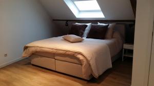 伊普尔Ypres Ramparts House的一间卧室配有一张带天窗的大床
