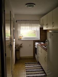 切拉德纳Ubytování u Přadků的厨房配有冰箱和窗户。