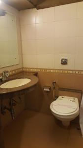 孟买特权宾馆的一间带卫生间和水槽的浴室