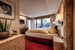 阿罗萨阿罗萨阿尔卑斯酒店的酒店客房设有床和窗户。