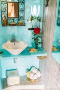 Los EstancosCasa Inspirada的蓝色的浴室设有水槽和水槽