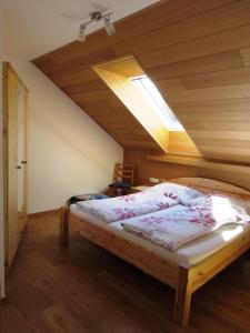 阿特湖畔翁特拉赫Tremlhof的一间卧室配有一张带天窗的床