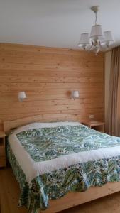克瓦西ZarinSki的一间卧室配有一张木墙床