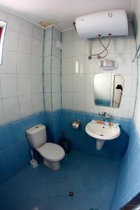 卡瓦尔纳阿克诺酒店的蓝色瓷砖浴室设有卫生间和水槽