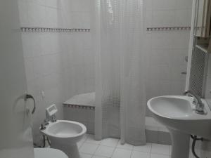 圣罗莎Las Acacias De Santa Rosa的一间带水槽、卫生间和淋浴的浴室