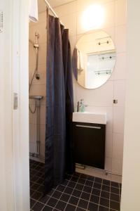 萨拉汀吉特酒店的一间带水槽和镜子的浴室