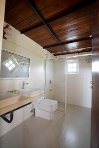 努沃勒埃利耶茶园乡村民宿的一间带卫生间、水槽和镜子的浴室