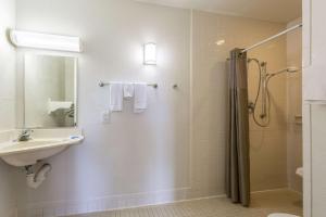 阿尔伯克基阿尔伯克基南 - 机场6号汽车旅馆的一间带水槽和淋浴的浴室