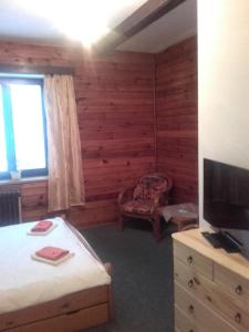 哈拉霍夫Hotel Anna的一间卧室配有一张床、一台电视和一把椅子