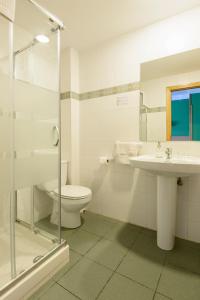 埃乔Hotel de Montaña Uson的一间带卫生间和水槽的浴室