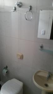 库里提巴Hotel Piratini的一间带卫生间和水槽的浴室