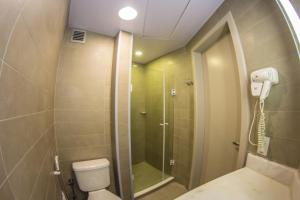弗洛里亚诺波利斯Ibis Florianopolis的带淋浴和卫生间的浴室