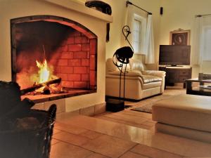 马林堡Espargosa Monte de Baixo & Art的客厅设有壁炉和沙发。