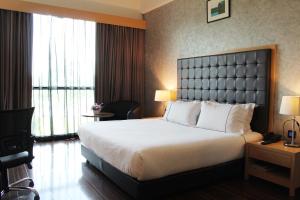怡保欣悦酒店的一间位于酒店客房内的带大床的卧室