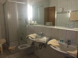 博克霍恩佐尔布彻酒店的一间带水槽、卫生间和镜子的浴室