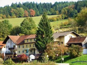 比尔弗登Hotel Gasthof Zur Krone的田间中有一棵树的房子