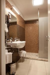 特尔纳特蒙特拉格公寓酒店的一间带水槽和淋浴的浴室