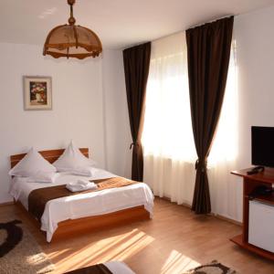克卢日-纳波卡德拉法酒店的一间卧室设有一张床和一个大窗户