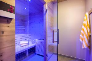 迈尔霍芬Postresidenz的带淋浴的浴室和玻璃门