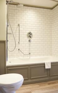 奥尔顿Swan Hotel by Greene King Inns的带淋浴和浴缸及卫生间的浴室