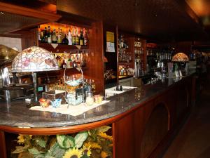 蒙扎卡罗尔酒店 的酒吧,吧台上有很多饮料