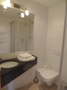 Sankt Marein bei Graz多尔夫沃特酒店的一间带水槽、卫生间和镜子的浴室