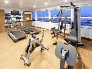 里约热内卢科帕卡巴纳顶级酒店的船上的健身房,配有健身器材