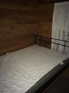 ElaiokhórionSarakina Wooden House的木墙客房的一张床位